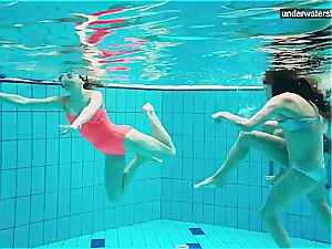 3 naked damsels have joy underwater